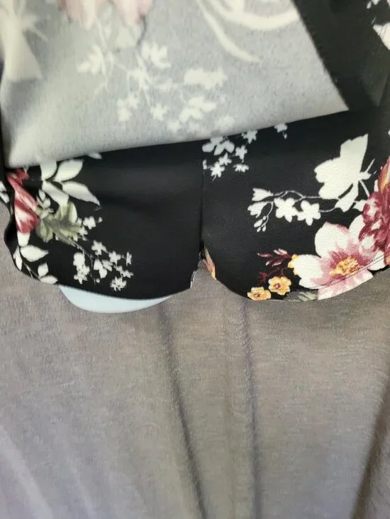 Womens Y2K Babydoll Asymmetric Fairy Grunge Romper Size S Black Floral Artsy - Picture 2 of 14